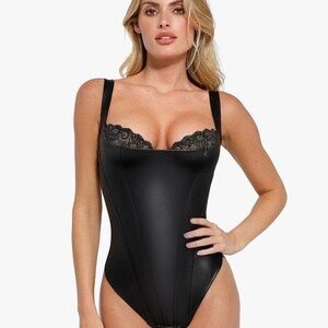 Black Lace Trim Bodysuit